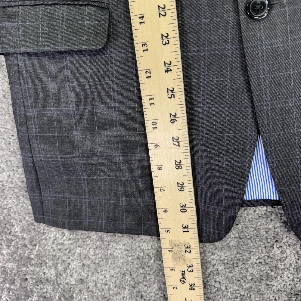 Tommy Hilfiger Suit Jacket Mens 44 Gray Check Wool Classic Fit Blazer Formal
